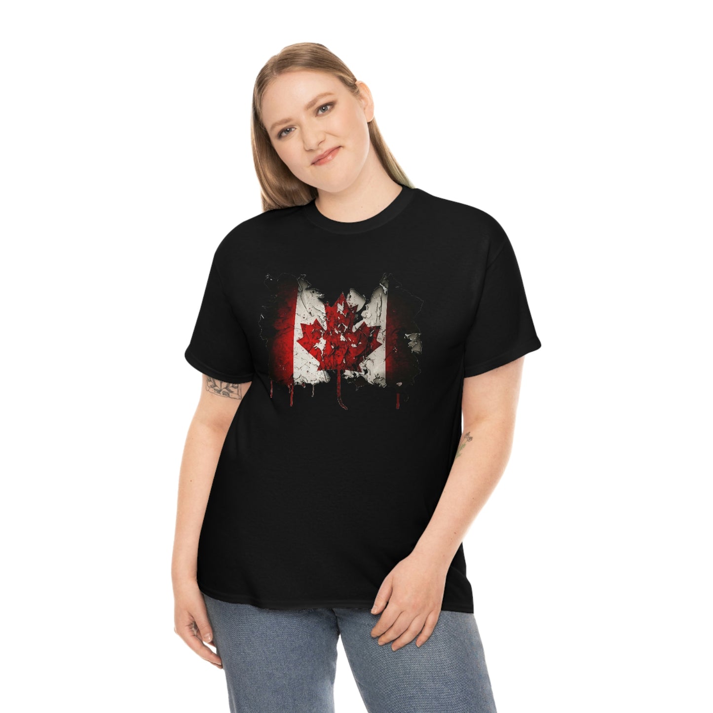 Tattered Canadian Flag Unisex Heavy Cotton Tee