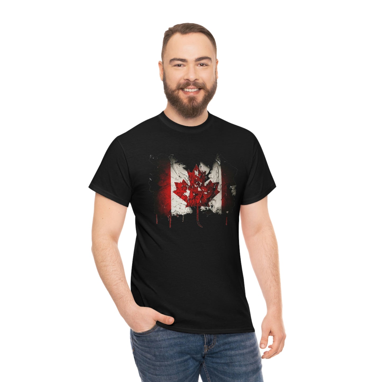 Tattered Canadian Flag Unisex Heavy Cotton Tee