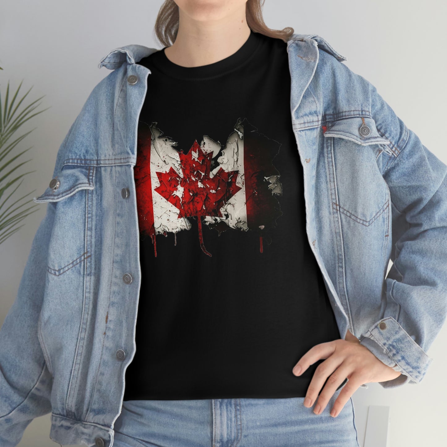 Tattered Canadian Flag Unisex Heavy Cotton Tee