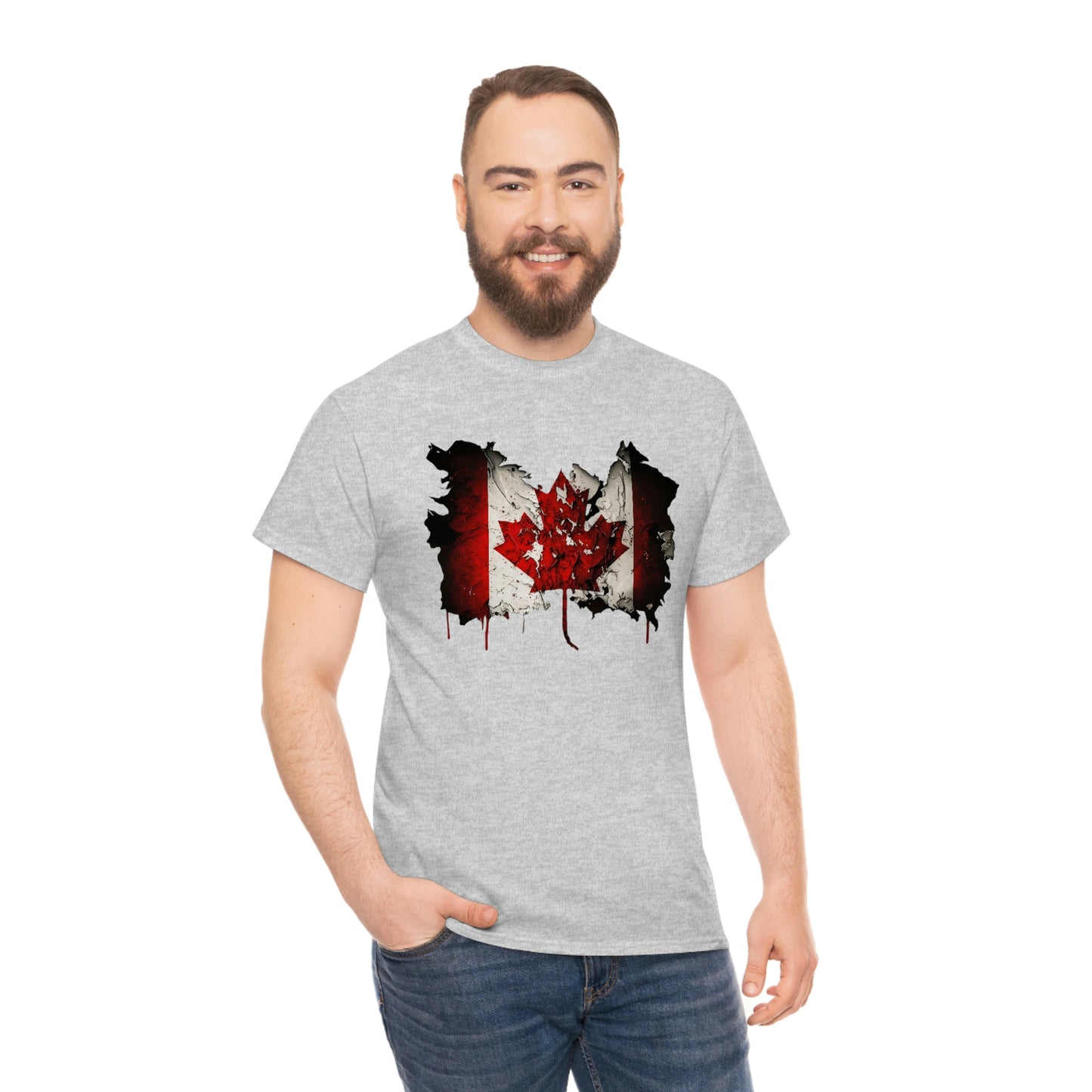 Tattered Canadian Flag Unisex Heavy Cotton Tee