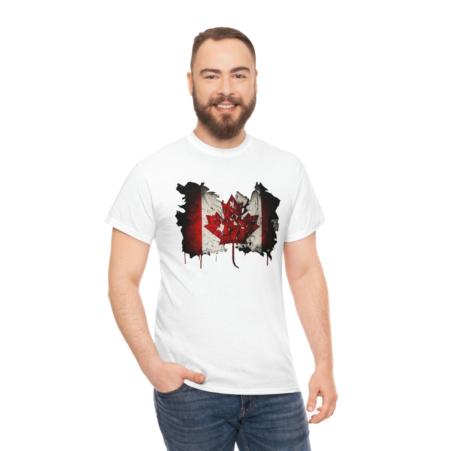 Tattered Canadian Flag Unisex Heavy Cotton Tee