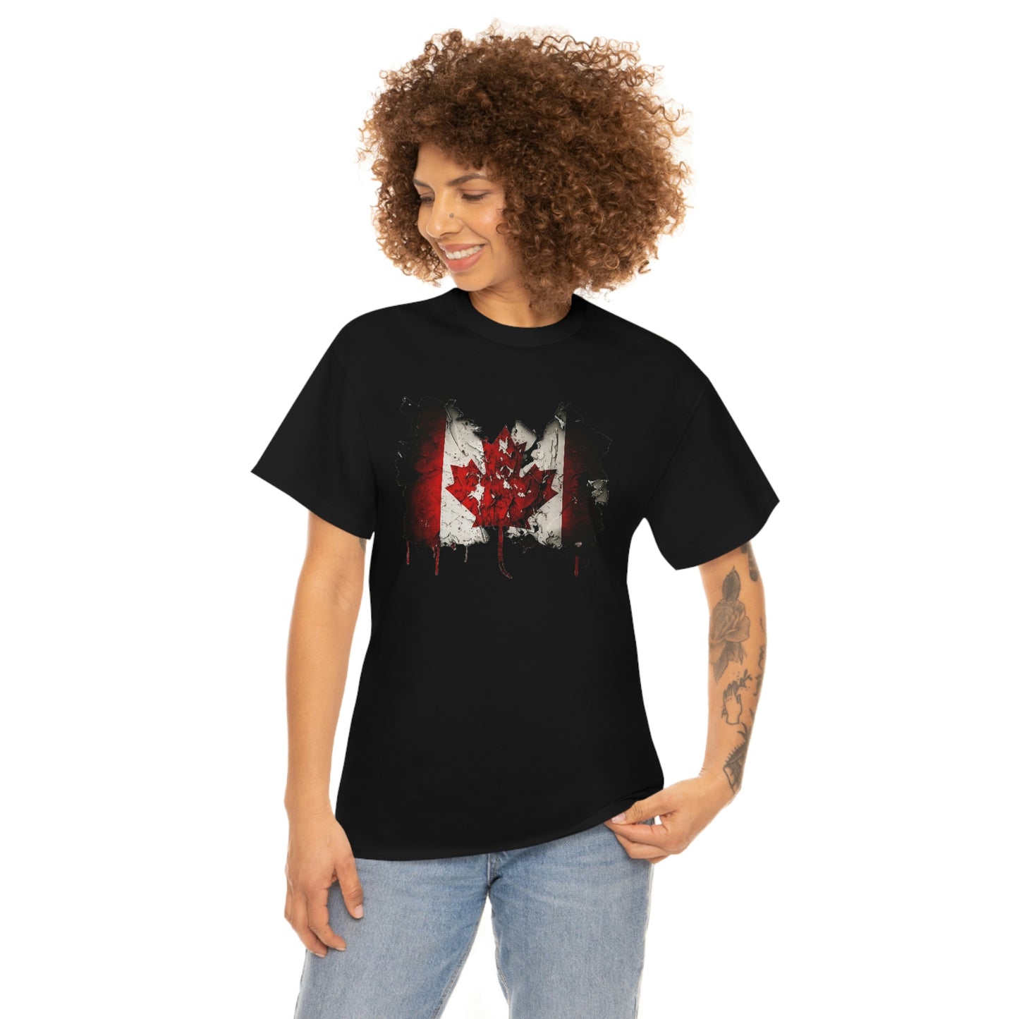 Tattered Canadian Flag Unisex Heavy Cotton Tee