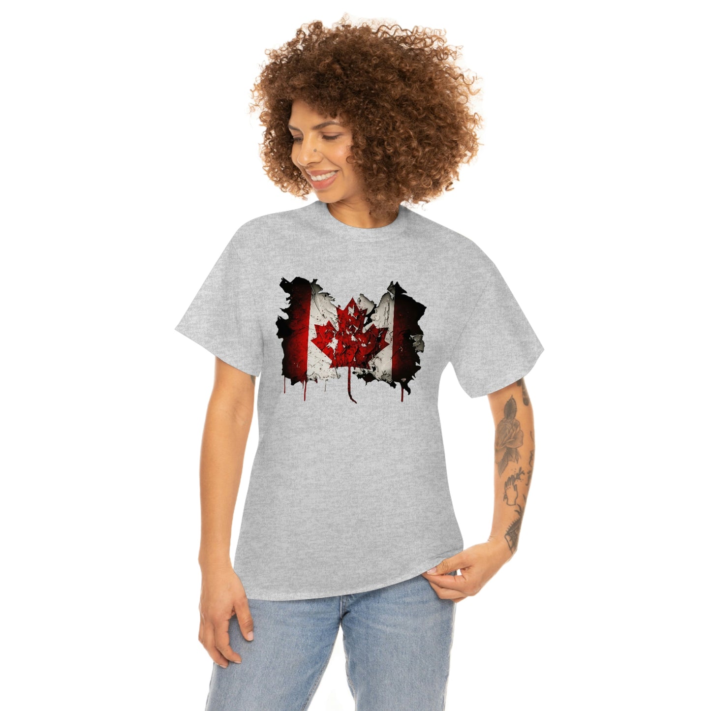 Tattered Canadian Flag Unisex Heavy Cotton Tee