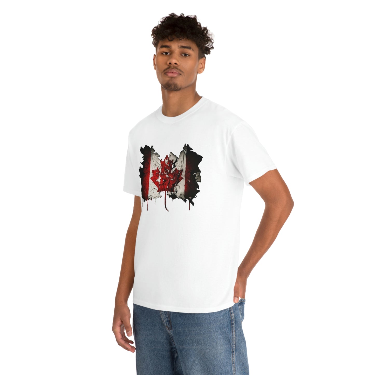 Tattered Canadian Flag Unisex Heavy Cotton Tee