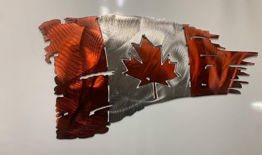 Tattered Canadian Metal Flag - Distressed Look for Patriotic Decor