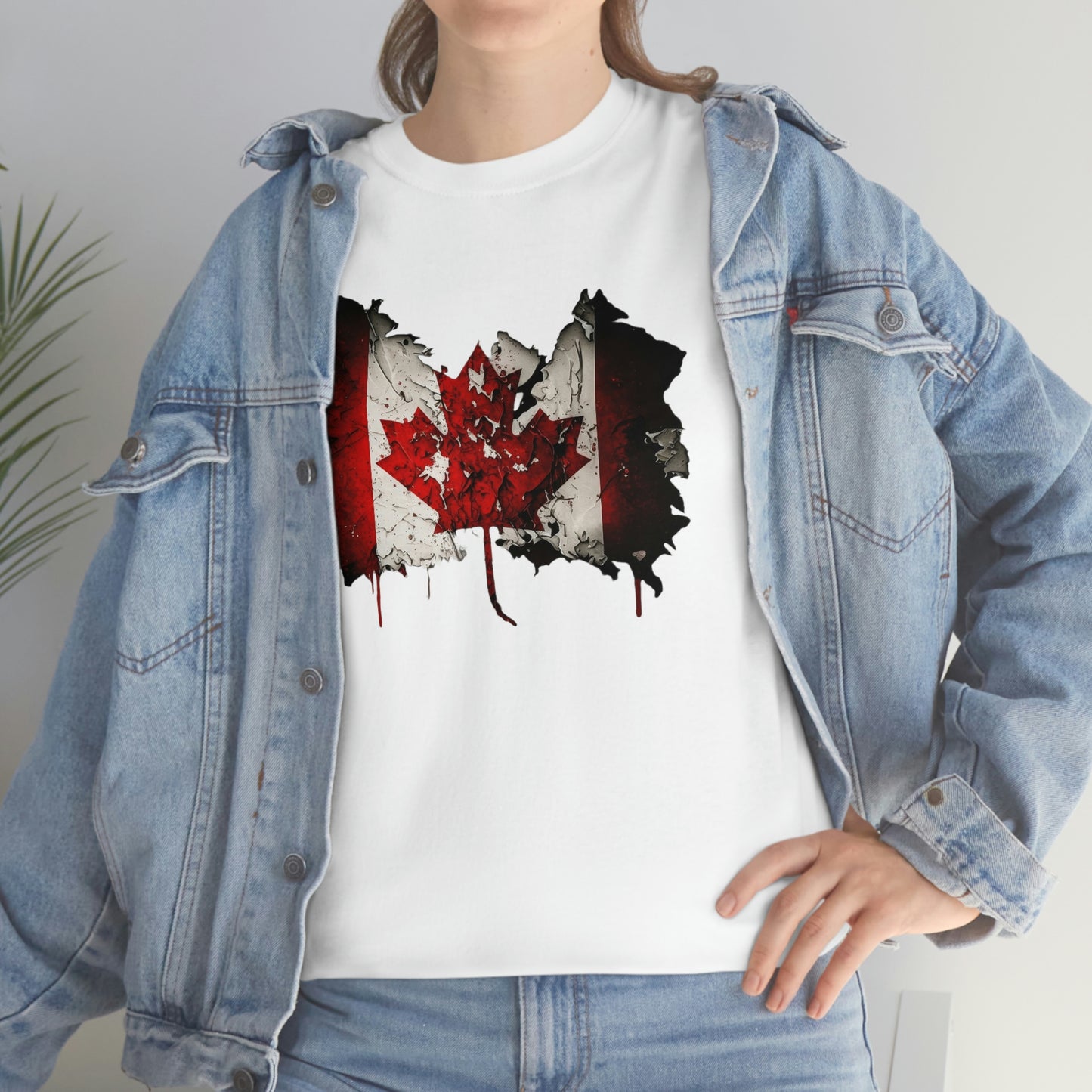 Tattered Canadian Flag Unisex Heavy Cotton Tee