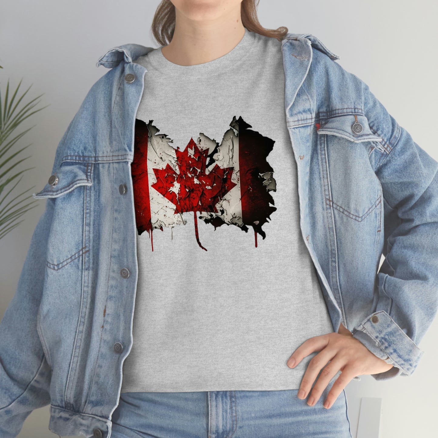 Tattered Canadian Flag Unisex Heavy Cotton Tee