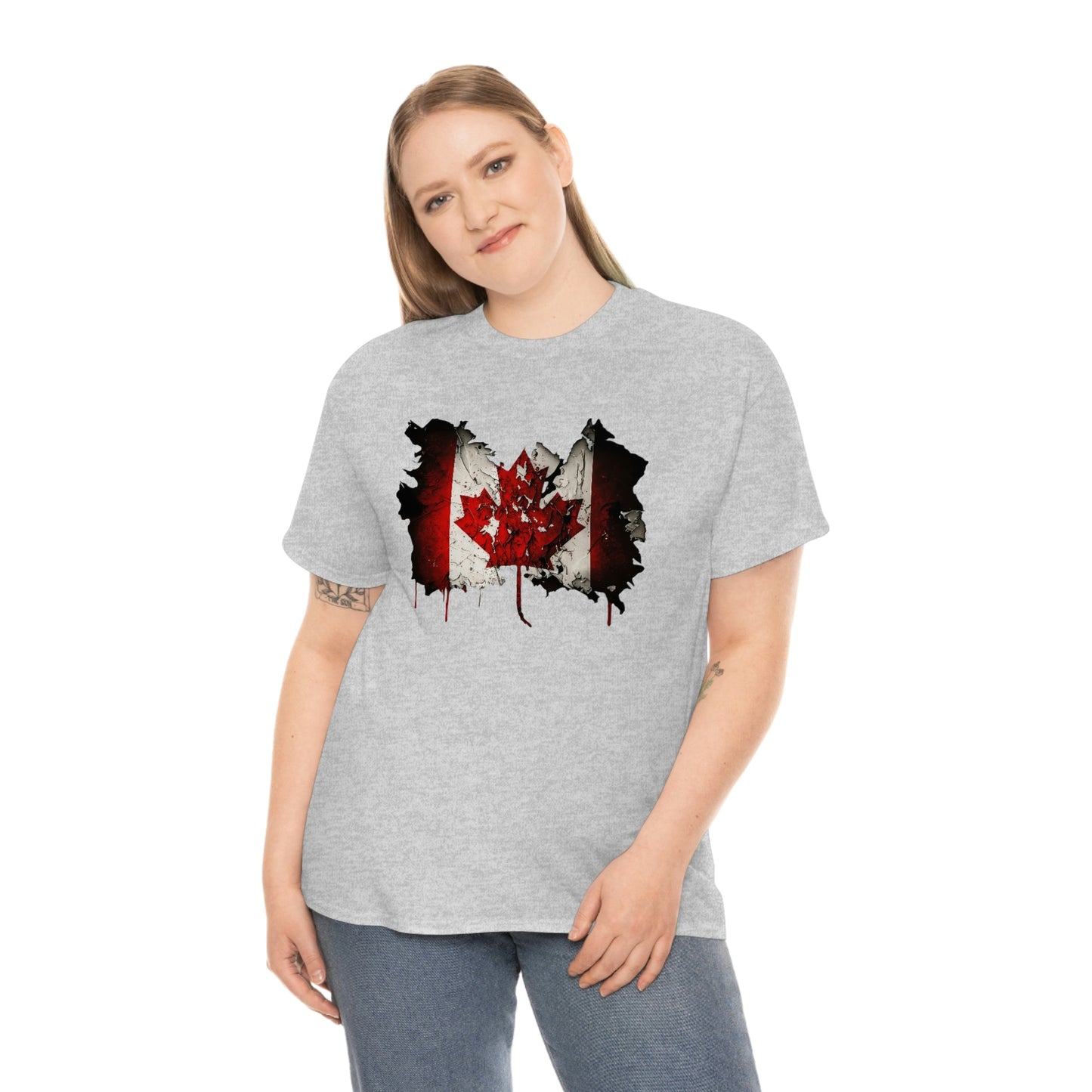 Tattered Canadian Flag Unisex Heavy Cotton Tee