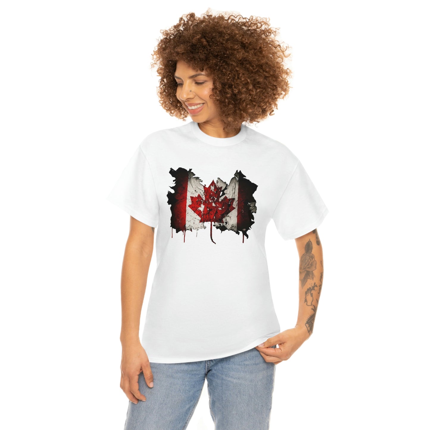 Tattered Canadian Flag Unisex Heavy Cotton Tee