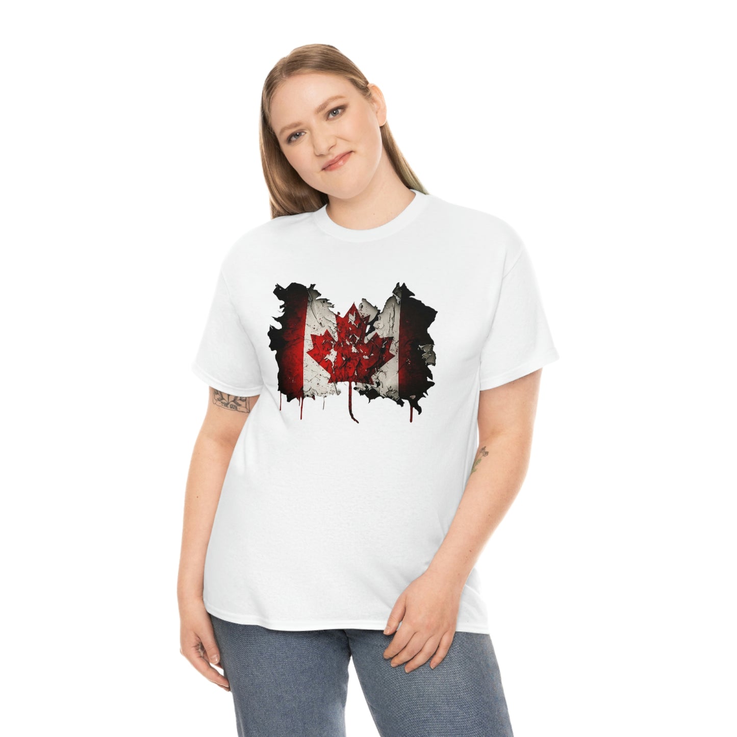 Tattered Canadian Flag Unisex Heavy Cotton Tee