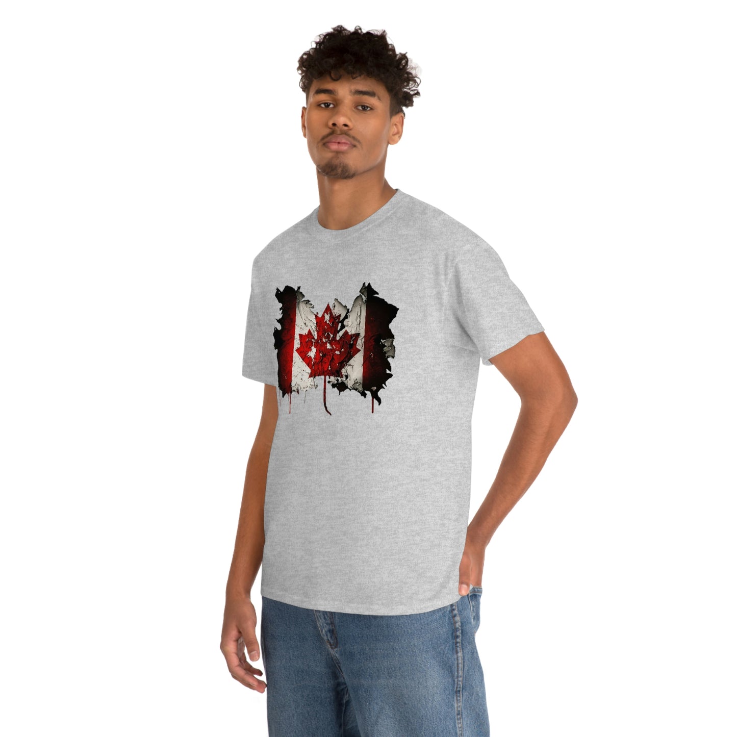 Tattered Canadian Flag Unisex Heavy Cotton Tee